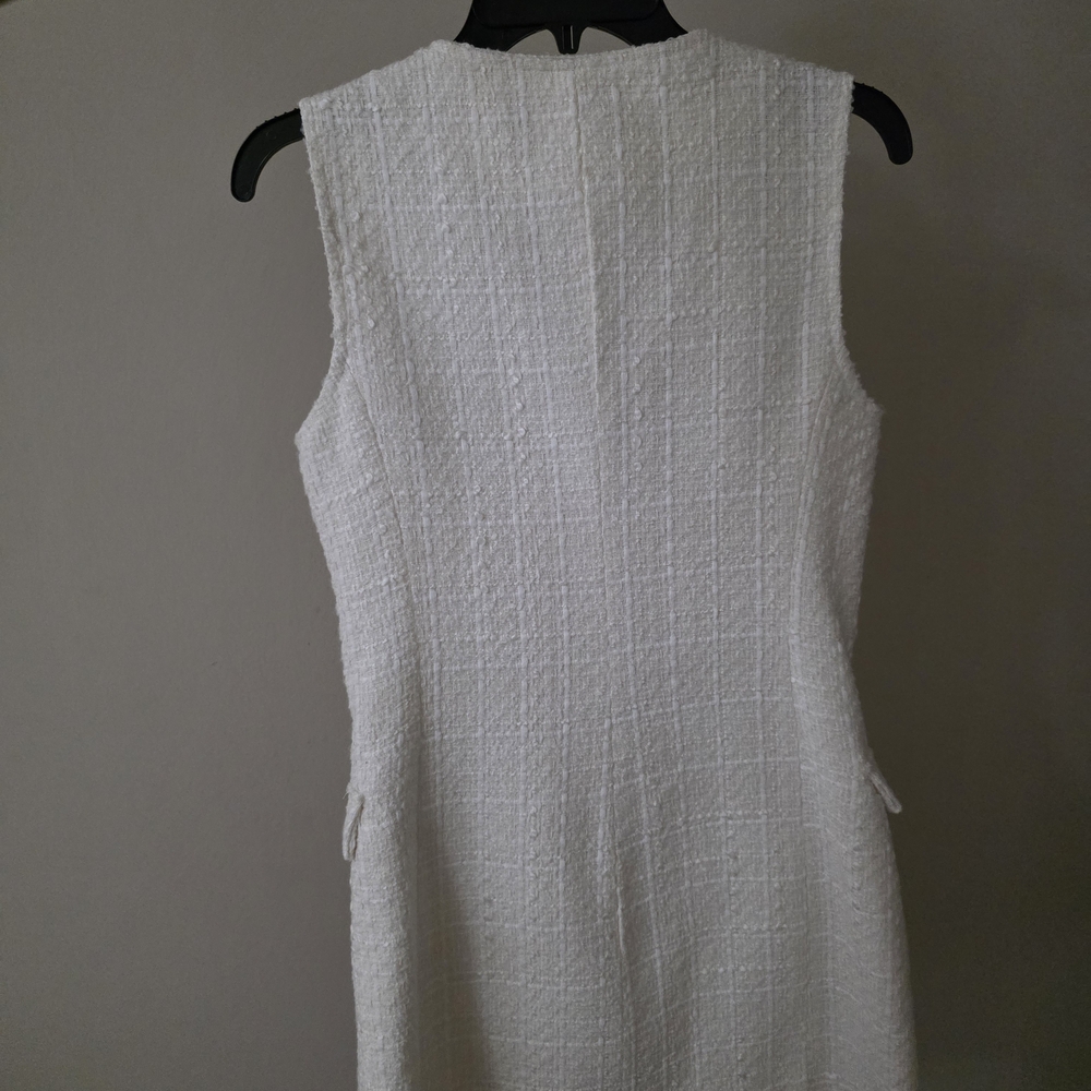 Zara White Sleeveless Tweed Dress - Picture 4 of 9